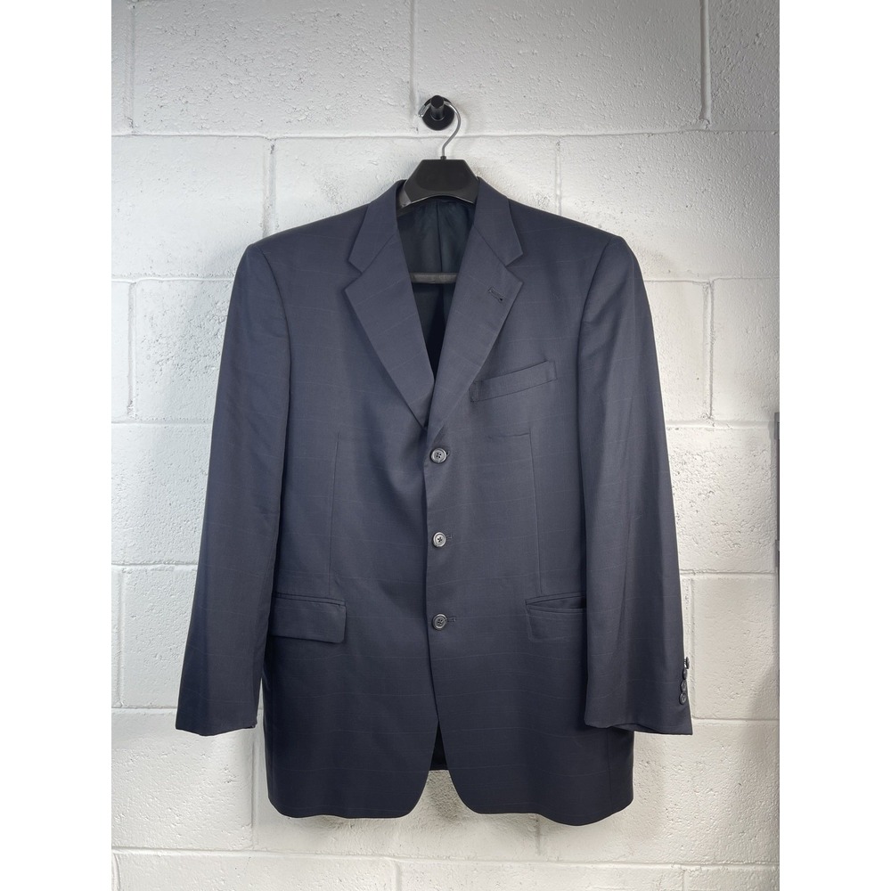 Burberry Men's London Navy Blue Plaid Blazer Sport Coat 41R Wool USA